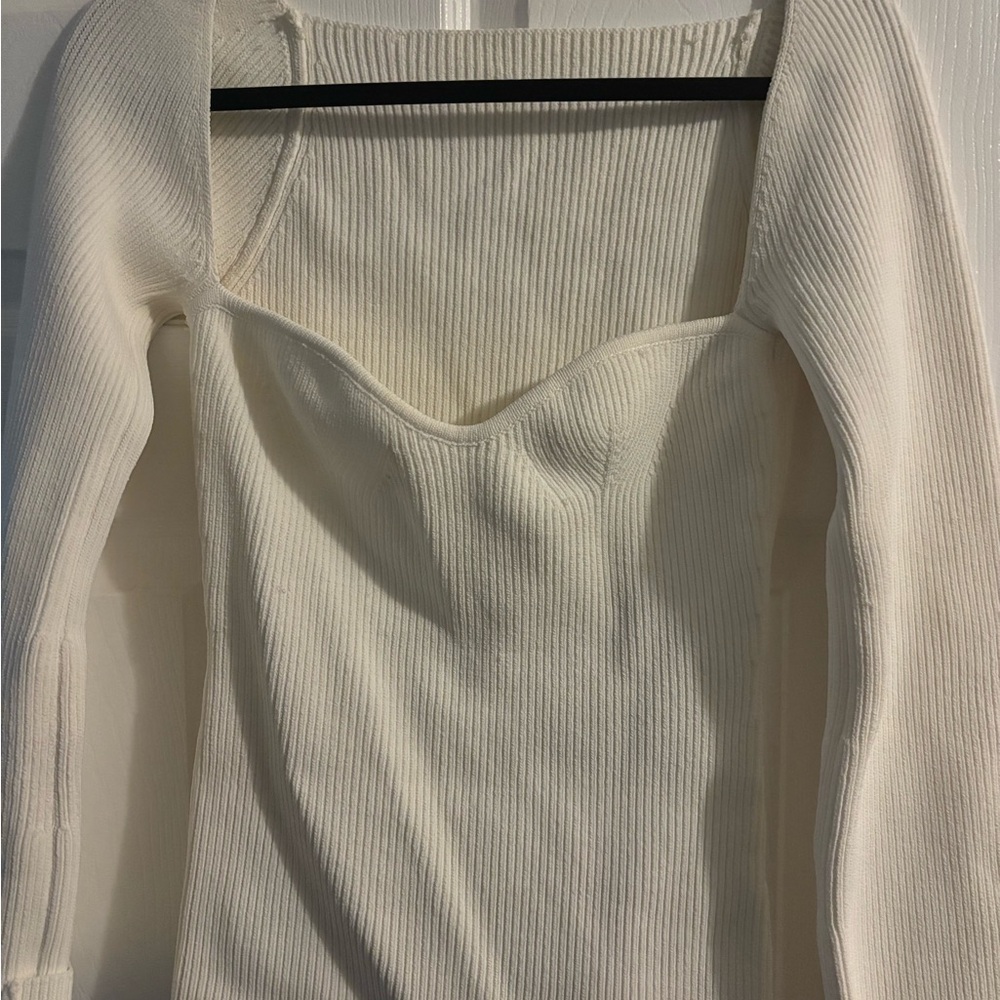 Pixie Market White Ribbed Knit Top - Picture 2 of 12